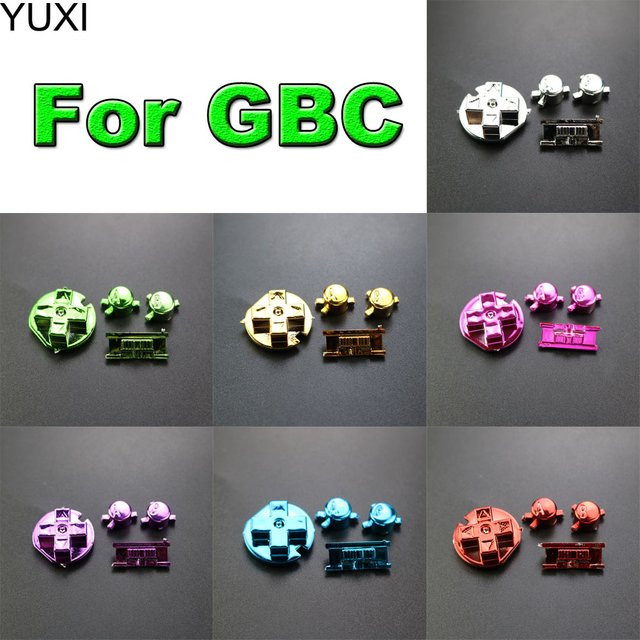 YUXI Ersatz-Set für farbige GBC-Konsolen-Tasten in Grün mit A, B, D-Pad und Ein-/Aus-Taste - Bild 1