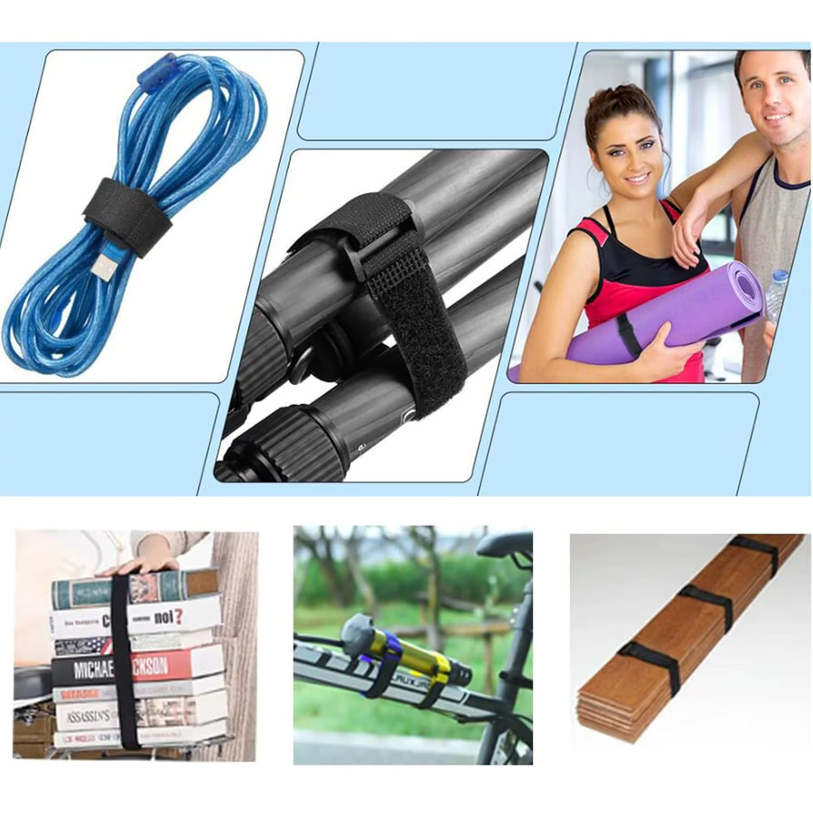 Wiederverwendbare Nylon-Klettverschlüsse als verstellbare Kabelbinder zur Kabelsicherung in Schwarz - Bild 4