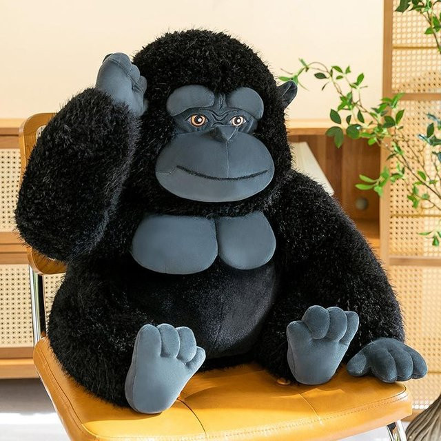 Wucifang Bags Gorilla Plüschtier, Schwarz, Grau, 50cm - Bild 1