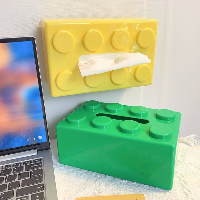 PGY Taschentuchbox im Baustein-Design, grüne Serviettenbox aus Kunststoff für Wohnzimmer und Couchtisch, B: 20,0 cm, H: 8,0 cm, T: 1,0 cm - Bild 1