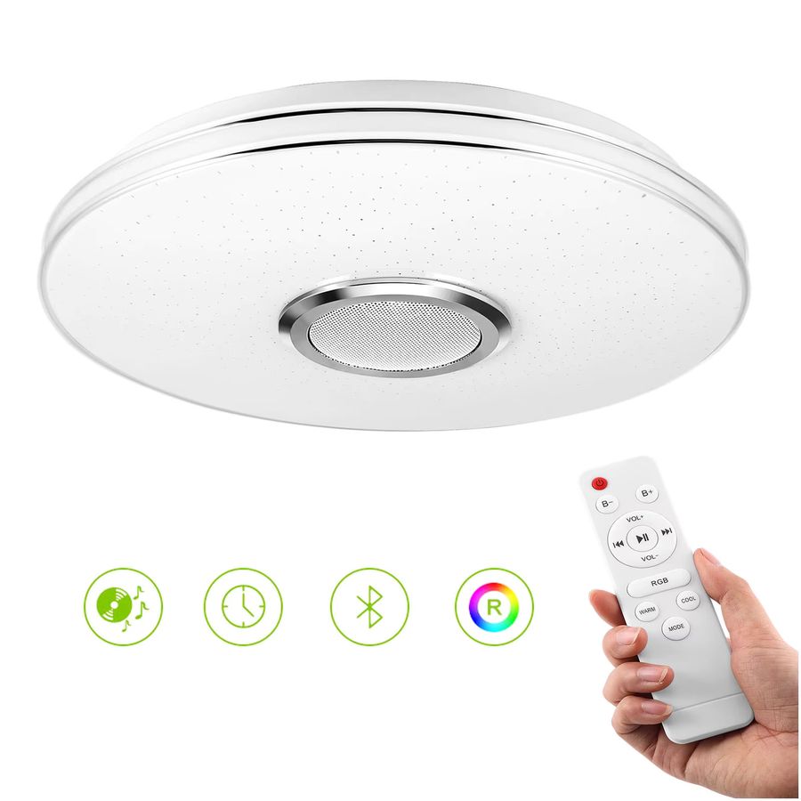 Oyajia LED-Deckenleuchte mit Bluetooth-Lautsprecher, 60W RGB-Farbwechsellampe, dimmbar mit App-Steuerung, Durchmesser: 50 cm - Bild 7