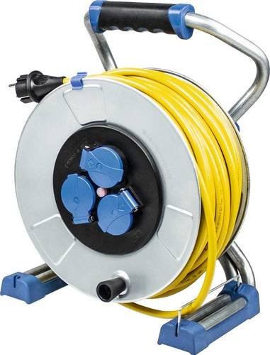 AS Schwabe Kabeltrommel 40m Gelb mit Schutzkontakt-Stecker und IP44 Schutzart - Bild 1
