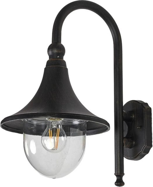 Lindby Wandleuchte Außen Daphne in Schwarz, Retro Vintage Antik, Aluminium, 1-flammig, E27, IP44, Höhe: 35,5 cm, Breite: 24,5 cm, Tiefe: 13,0 cm - Bild 1