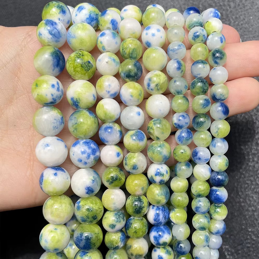 Kuoyu Perle, Natur Jade Stein, Chalcedon, Bunt, Unisex, 6-12mm - Bild 2