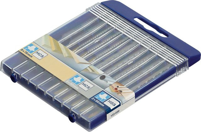 LUX-TOOLS Stichsägeblatt-Set mit T-Schaft, 10-teilig, blau, für Holz, Kunststoff und Metall inklusive Kurvenschnitt - Bild 1