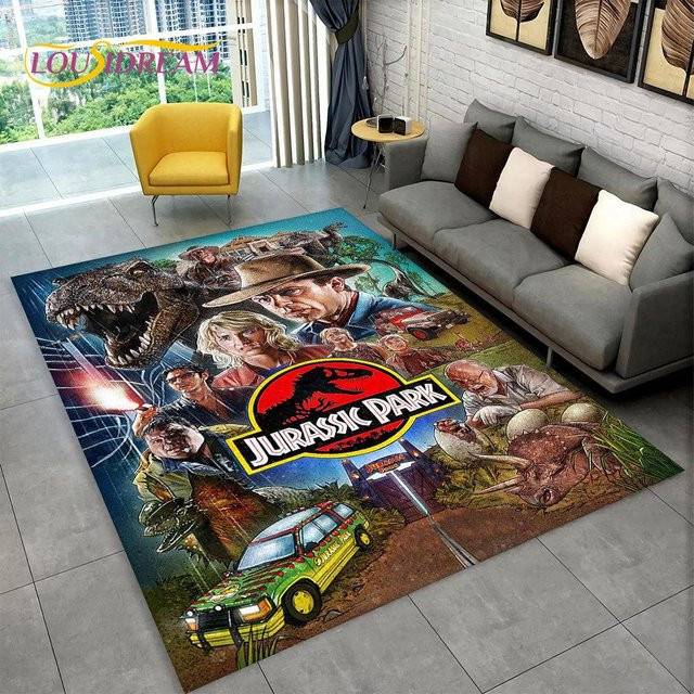 Karpetti 3D-Cartoon-Jurassic-Park-Dinosaurier-Teppich, rutschfest und waschbar, Mehrfarbig, B x T: 70 x 100 cm - Bild 1