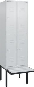 C+P Doppelstock-Spind Classic PLUS Sitzbank mit 2 Abteilen, Grau, B/T/H: 212 x 60 x 81,5 cm - Bild 1