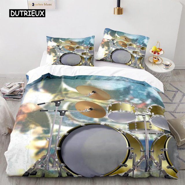 Bettbezug-Set mit Schlagzeug und Blitzmuster von Binchi Outdoor Product für Kinder und Teenager, Mehrfarbig, B/H: 228 x 228 cm - Bild 1