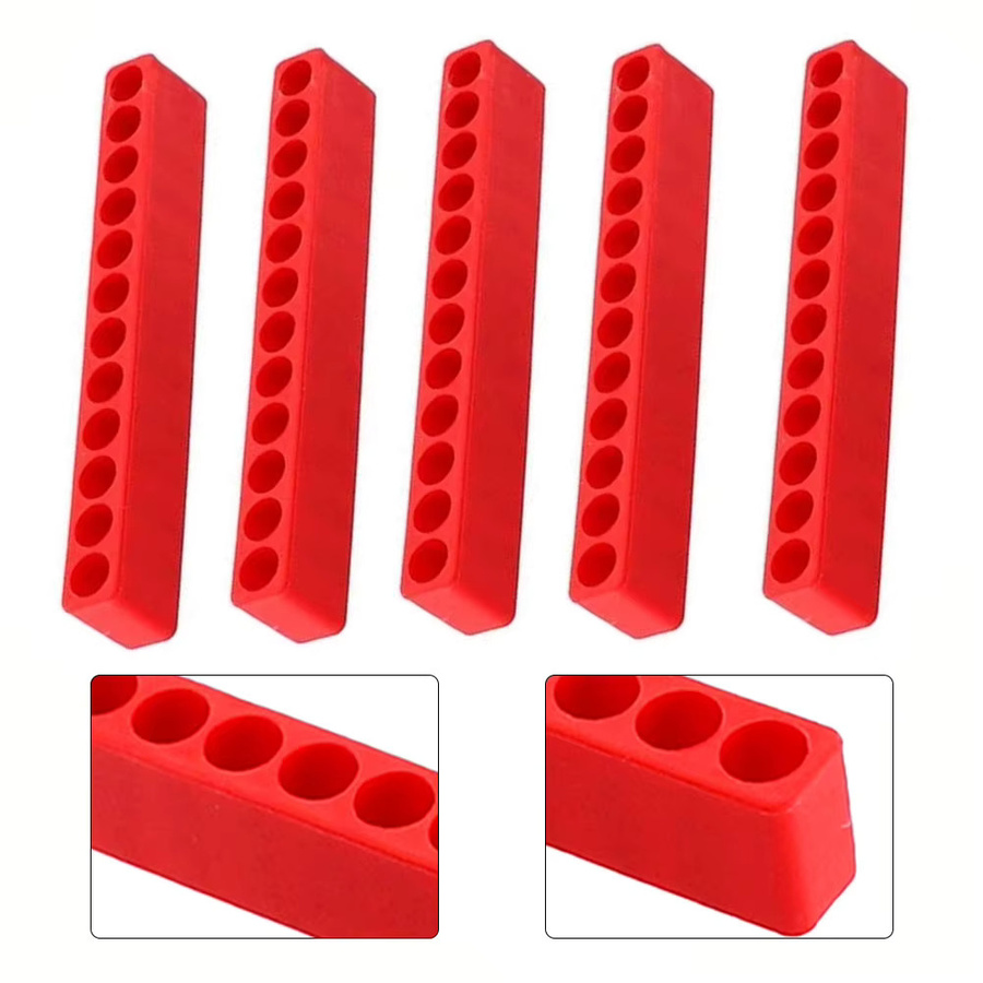 Vibratite Hex Bit Organizer aus Kunststoff, 5er Set rote Bit-Halter mit 12 Löchern für 1/4 Zoll Hex Schaft Bits - Bild 3