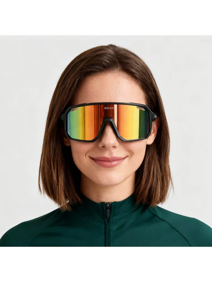 SCVCN Sportsonnenbrille, Vollrand, Kunststoff, Unisex, Schwarz - Bild 2