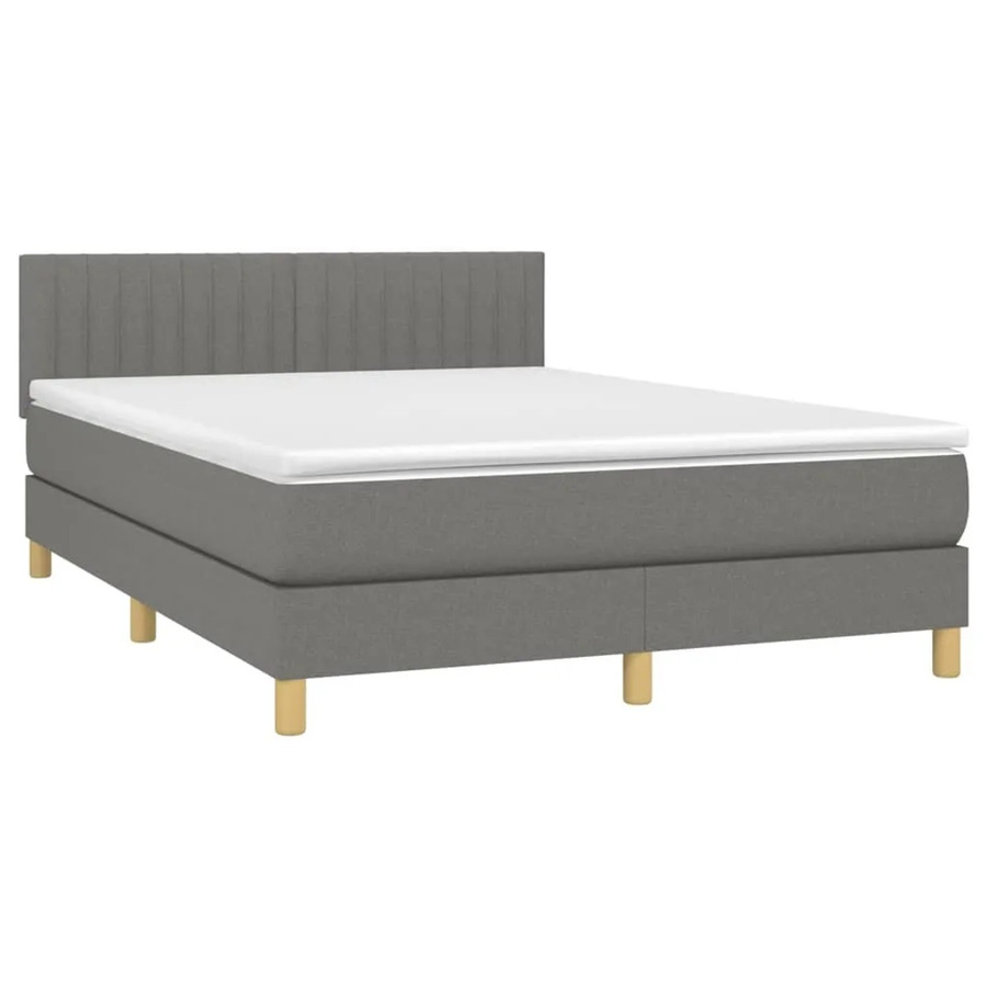 vidaXL Boxspringbett mit Matratze in Dunkelgrau, Hybridbett mit LED-Unterbettbeleuchtung und USB-Anschluss, B/T: 140 x 200 cm - Bild 2