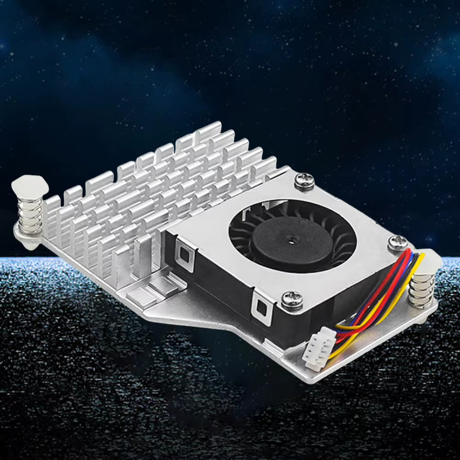 ALLOET Aktiver Luftkühler für Raspberry Pi 5 mit Metall-Kühlkörper und einstellbarem Lüfter in Silber - Bild 2