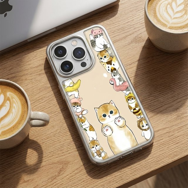 Silver Edge Epoxy Handyhülle mit Katzenmotiv für iPhone XR bis iPhone 17 Pro Max in Silber und Multicolour - Bild 1