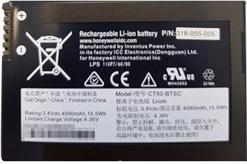 Honeywell CT50-BTSC Handheld-Akku Lithium-Ionen in Schwarz mit 4020 mAh und 15,5 Wh (318-055-013) - Bild 1