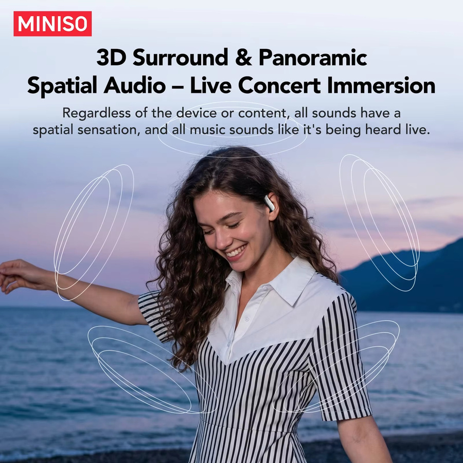 MINISO MS218 Sport-Funkkopfhörer in Schwarz mit KI-Übersetzer, HD-Stereo-Sound und Bluetooth In-Ear Earphones - Bild 4