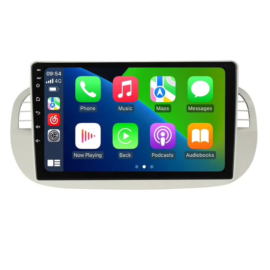 STRONGNAVI 1DIN Multimedia Autoradio mit drahtlosem CarPlay und Android Auto, GPS, FM Stereo und 9 Zoll IPS Display für FIAT 500 Abarth 2007-2015, Schwarz - Bild 4