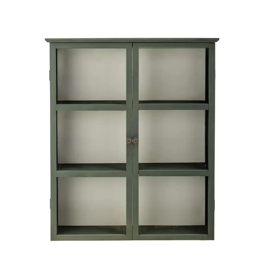 Bloomingville Tone Schrank grün aus Tannenholz mit Glastüren Breite: 100 cm, Höhe: 85 cm, Tiefe: 25 cm - Bild 1