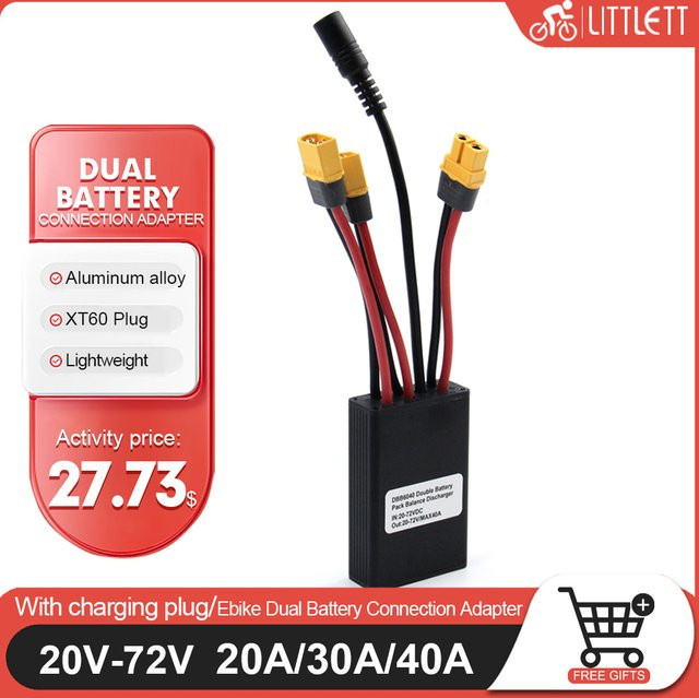 LITTLE TT E-Bike Dual Batterie Ausgewogene Entladung Modul für Lithium-Batterien, 20V-72V, Schwarz - Bild 1