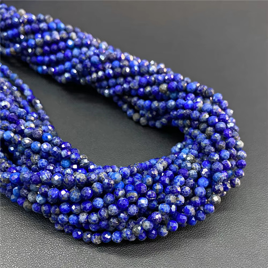 Rainagem Distanzperlen Lapislazuli, facettiert, rund, 2-4 mm, Unisex - Bild 3