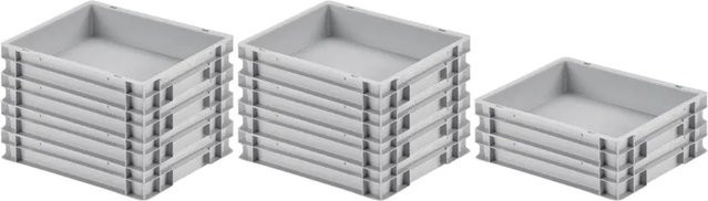 PROREGAL SparSet 10 Euroboxen mit geschlossenem Griff, Grau, H x B x T: 7,5 x 30 x 40 cm - Bild 1