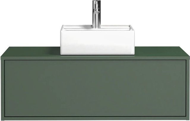Vente-unique Einzelwaschtisch Teana in Grün, Wandmontage, Matt, Breite: 94 cm - Bild 1