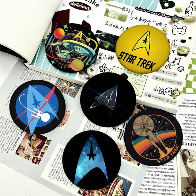 Brosche S-Star Trek Spock Space Cartoon-Stil, Emaille-Pin, Rund - Bild 1