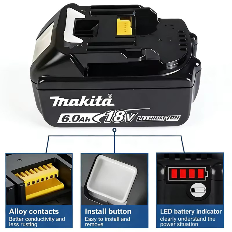Makita Premium 18V Lithium-Ionen Akku-Pack mit 6,0Ah Kapazität kompatibel mit Makita 18V Elektrowerkzeugen - Bild 4