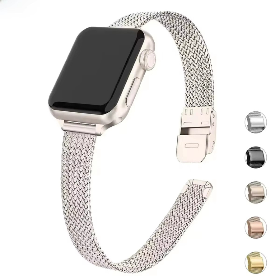 CAOWTAN Uhrenarmband Edelstahl, Milanaise, Silber, Unisex - Bild 2