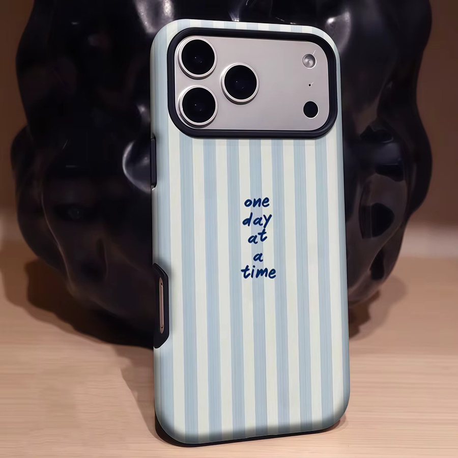 Robuste doppelschichtige Magnet-Handyhülle mit hellblauen Streifen für iPhone 17 16 15 14 13 Pro Max Plus von Potdemiel - Bild 2