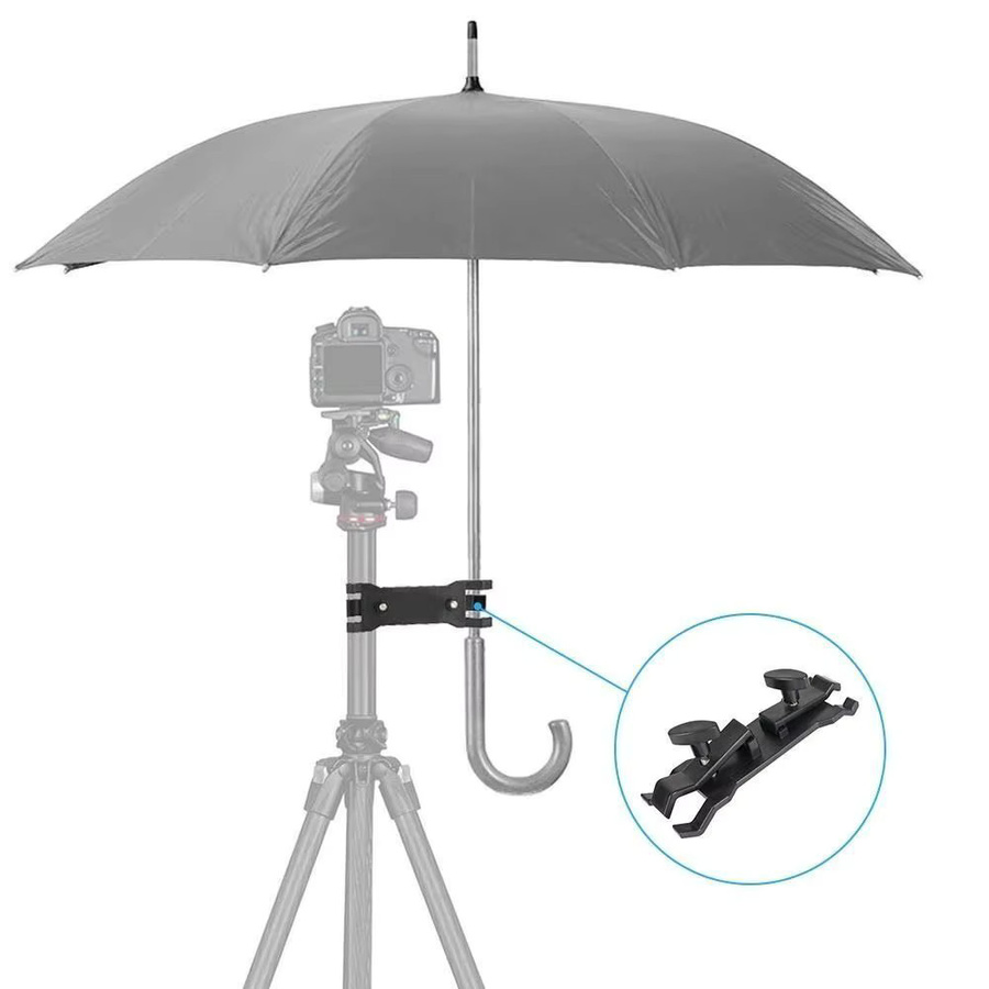 Universelle Kamera-SLR-Regenschirmhalterung als Clip-Ständer für Fotografie-Stative in Schwarz - Bild 2