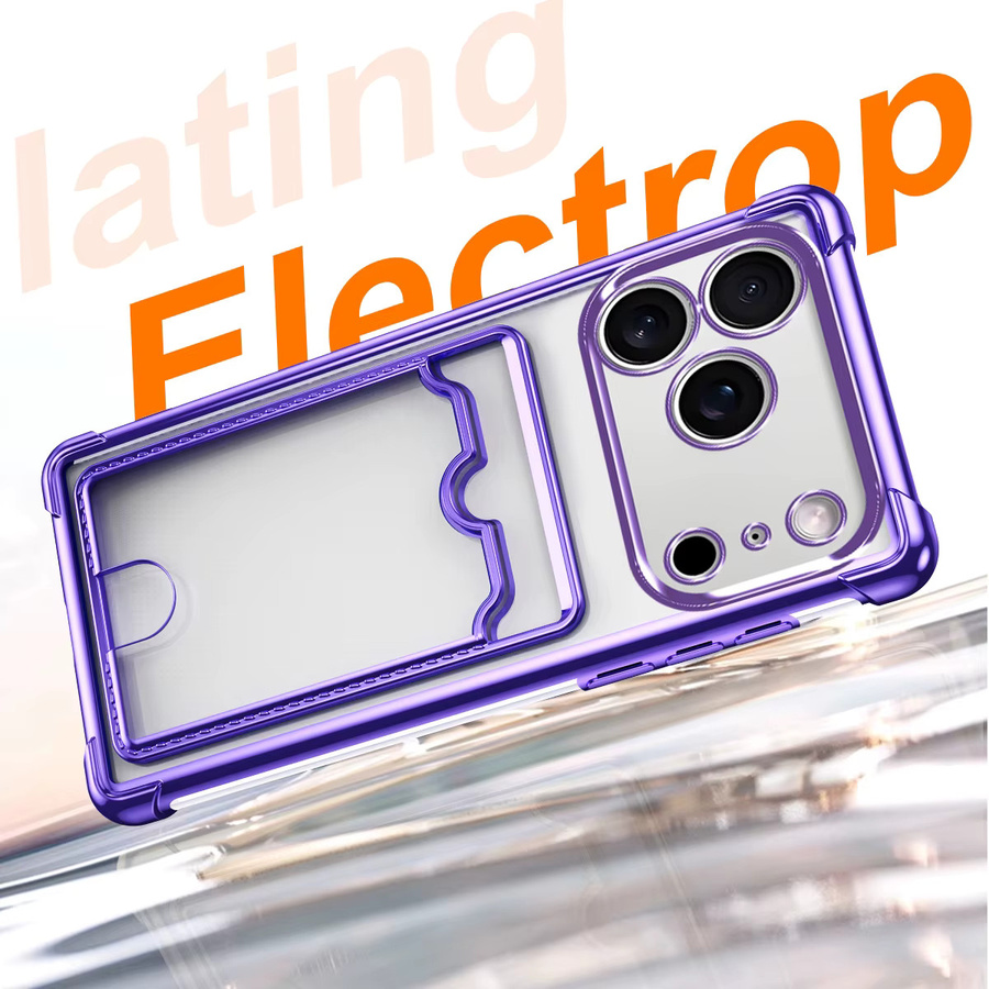 Transparente Handyhülle mit Kartenhalter für Apple iPhone 11 bis iPhone 17 Pro Max in Transparent, Blau und Lila - Bild 6