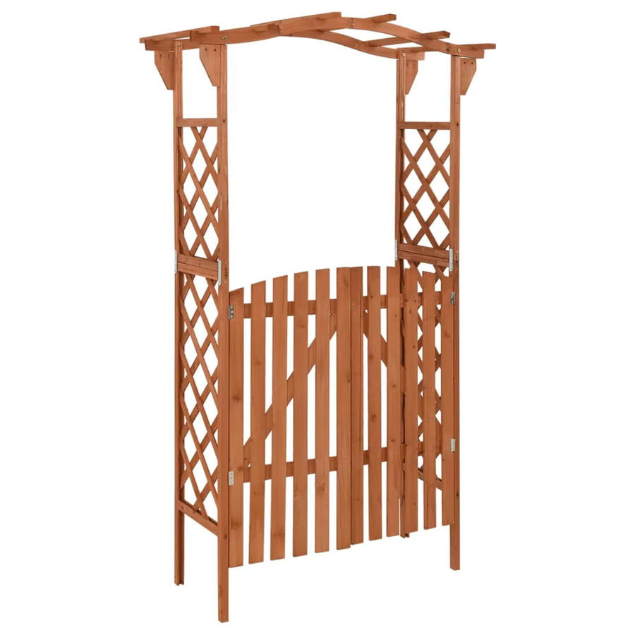 Pergola aus massivem Tannenholz mit Tor in Braun, B/T/H: 116 x 40 x 204 cm - Bild 2