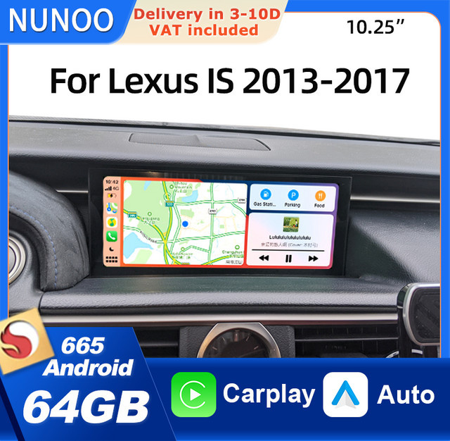 NUNOO Kabelloses Multimedia-Radio für Lexus IS 2013-2017 mit CarPlay, Android Auto, 4G, WiFi, GPS und DSP in Schwarz - Bild 1