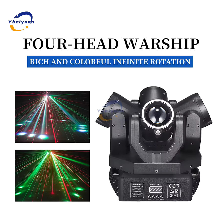 Ybeiyuan LED 150W Moving Head Beam Light mit Laser RGBW 4-in-1-Effekt, DMX512 und Fernbedienung, Schwarz - Bild 5