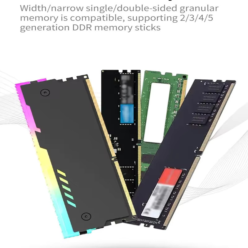 LDPCSJ RM-1 RAM-Kühlweste ARGB Kühlkörper für Desktop-Computerspeicher DDR2 DDR3 DDR4 DDR5, Schwarz, 5V-3PIN, Aura Sync kompatibel - Bild 4