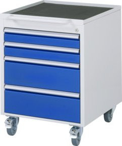 Rau Roll-Container mit 4 Schubladen aus Metall mit Rollen und Schloss - Bild 1
