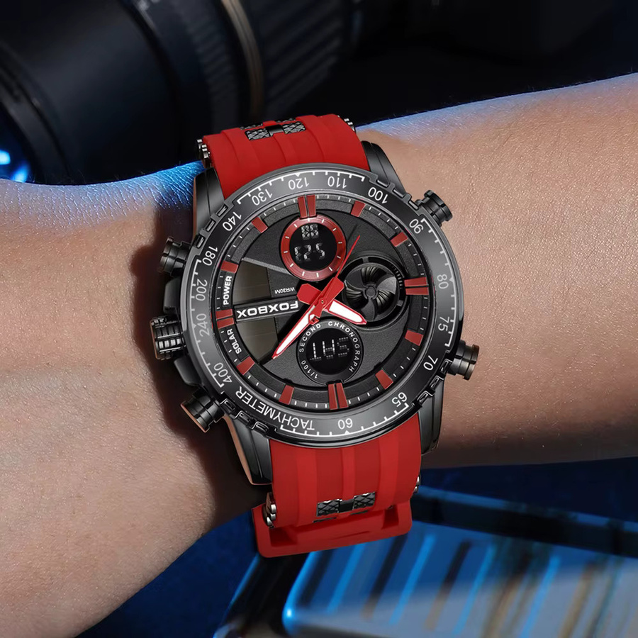 LIGE Digitaluhr, Quarz, Silikon, Schwarz, Orange, Herren - Bild 3