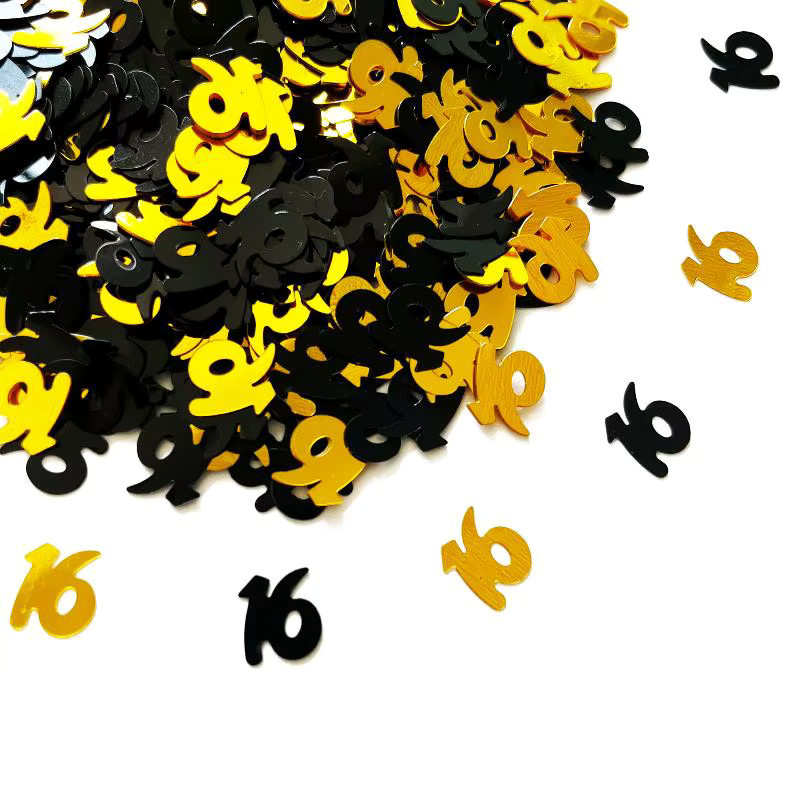 Gold und Schwarz Konfetti aus Papier mit Zahlen für Geburtstag, Hochzeit und Party, 15 g pro Beutel - Bild 3