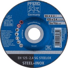 PFERD Trennscheibe EH SG STEELOX Leistungslinie für Stahl und Edelstahl, Blau, Durchmesser: 125 mm, Dicke: 2,4 mm, Bohrung: 22,23 mm - Bild 1