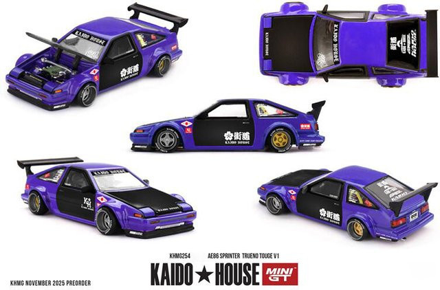 MINI GT Kaido House AE86 Sprinter Trueno TOUGE V1 Modellauto, 1:64, Dunkellila - Bild 1