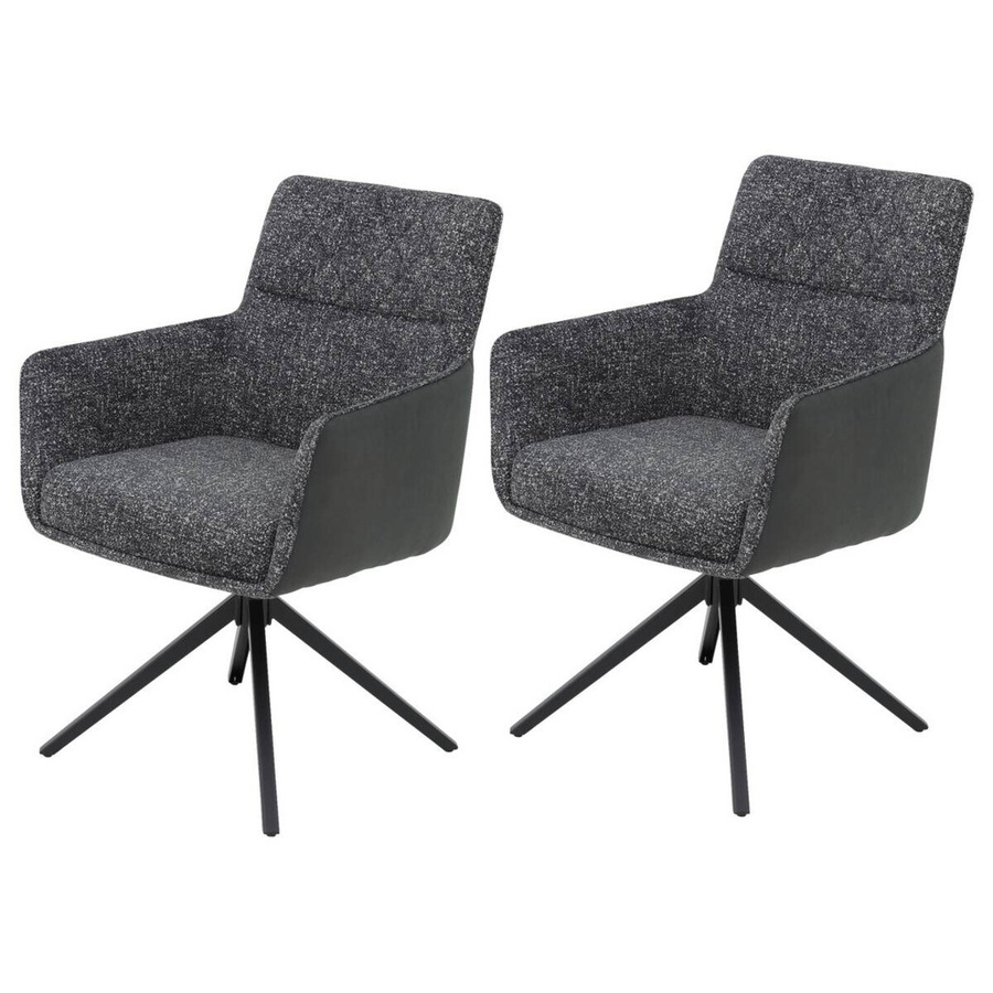2er-Set Sessel Udine von Hela in Anthrazit und Schwarz aus Microfaser-Webstoff, B/H/T: 62 x 90,5 x 66 cm - Bild 2