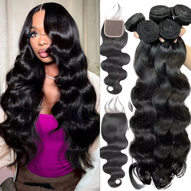 FUGANGXIU Body Wave Echthaar-Bündel, 3 Bündel, Remy-Qualität, Damen - Bild 1