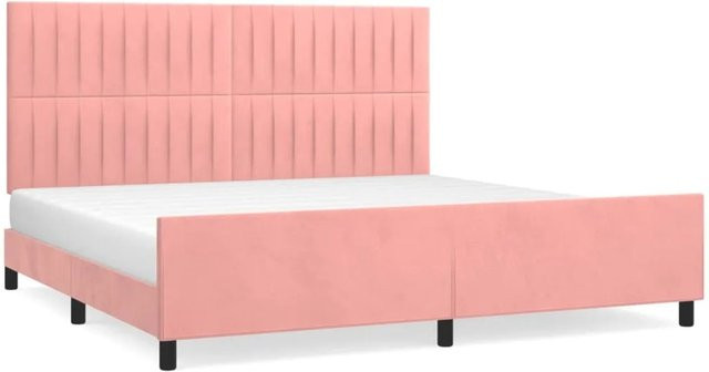 vidaXL Bettgestell mit Kopfteil aus Samt in Rosa, B/T: 200 x 200 cm - Bild 1