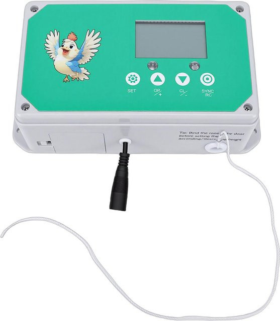 Automatischer Hühnerstalltüröffner mit LED HD-Display, regensicher und multifunktional, inklusive Timer und Fernbedienung - Bild 1