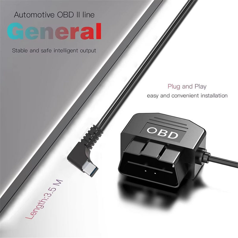 Dashcam OBD Hardwire-Kit mit USB Typ C Anschluss, schwarzes Stromkabel für Dashcams 12–24 V auf 5 V/3 A - Bild 4