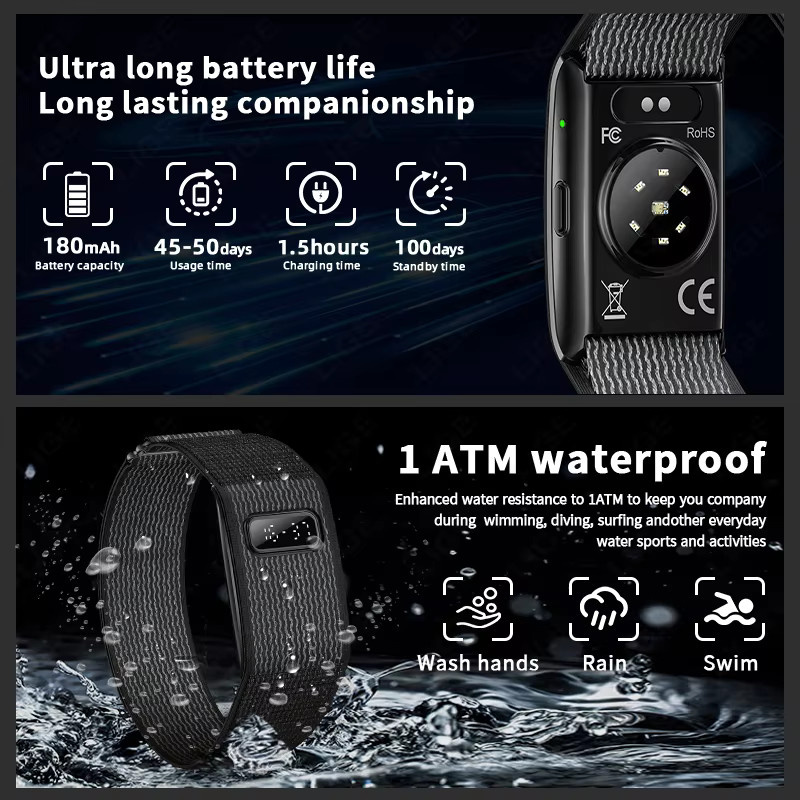 LIGE Smartwatch, Schwarz, Textil/NATO, Unisex - Bild 5