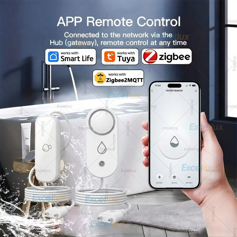 Tuya Zigbee Wasserleck-Sensor Smart Home Flutalarm Schutz mit Fernüberwachung via Smart Life App in Weiß - Bild 2