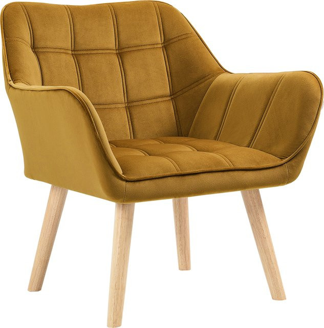 HOMCOM Ohrensessel Relaxsessel im skandinavischen Design aus Samt in Gelb B: 67 cm, T: 61,5 cm, H: 71 cm - Bild 1