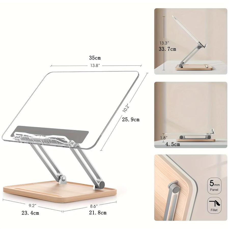 Verstellbarer Leseständer aus Acryl in Transparent und Gelb – Mehrwinkel-Desktop-Halter für Bücher, Tablets, Laptops und Schreibtafeln - Bild 5