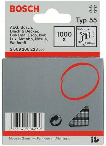 Bosch Schmalrückenklammern Typ 55 Silber B: 6 mm, L: 18 mm - Bild 1